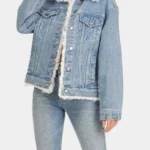 Denim Jacket Sheepskin Collar For Womens