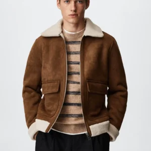 Faux Suede Aviator Jacket