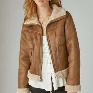 Faux Suede Jacket With Sherpa Lining