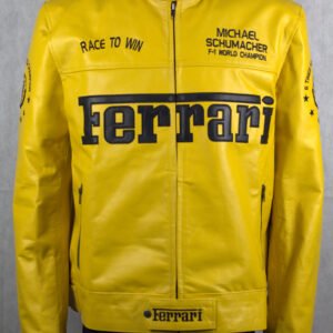 Ferrari Yellow Leather Racing Jacket