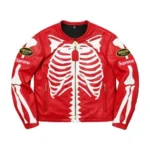 Skeleton Vanson Red Genuine Leather Jacket