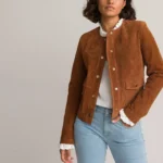 Women Dark Brown Suede Jacket