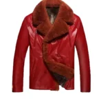 Mens Red Shearling Leather Jacket