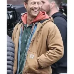 The Running Man Glen Powell Brown Jacket
