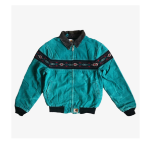 Vintage 90s Carhart Aztec Turquoise Blue Jacket