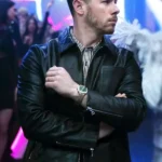 Nick Jonas A Very Jonas Christmas Black Leather Jacket